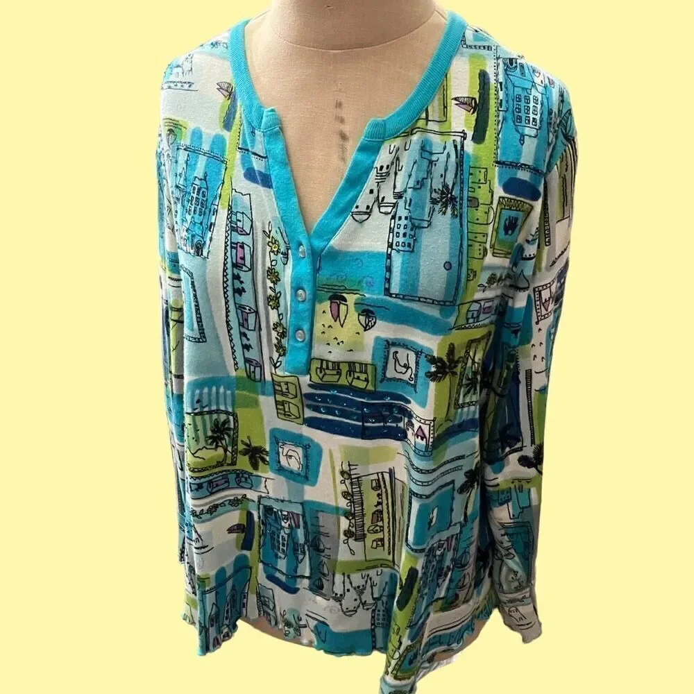 Bila Sweater Jacket - 1/4 Button Front / SZ: 1X / EUC